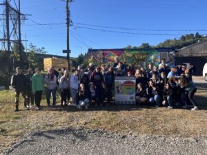 Students pose in Raccoon Rainbow Park