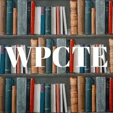 WPCTE is in white text over the image of a bookself