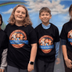 SAES students wearing animation shirts