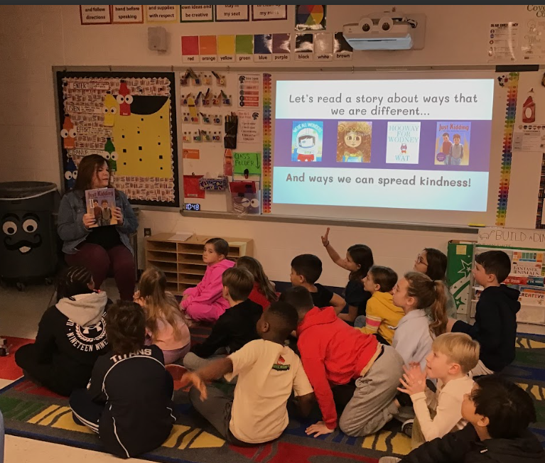 Mrs. Schwartz reads to class